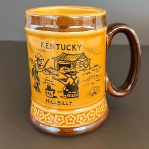 Vintage Kentucky Hillbilly Tan Brown Glaze Ceramic Beer Mug Cup